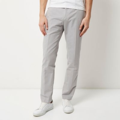 Grey smart slim elastic waist trousers